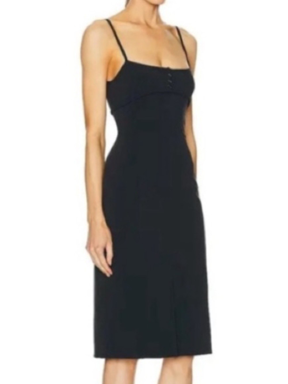 Priscavera Sz M Stretch Tailored Midi Dress Black Designer New Without Tags